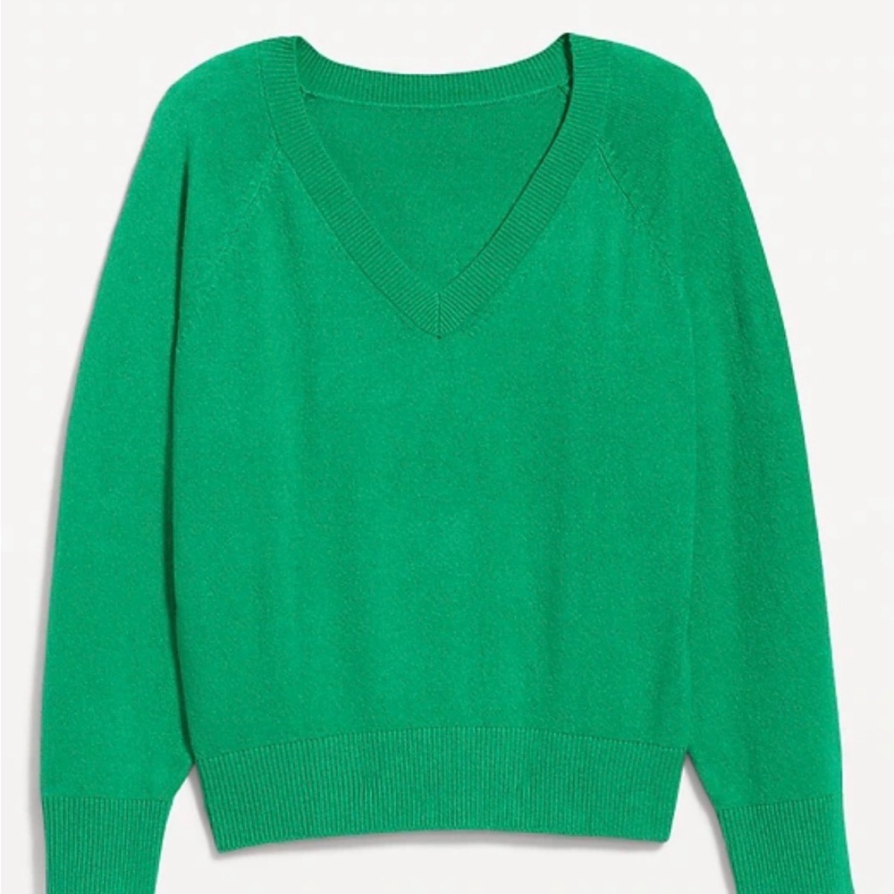 Old Navy So-Soft Loose V-Neck Green Sweater